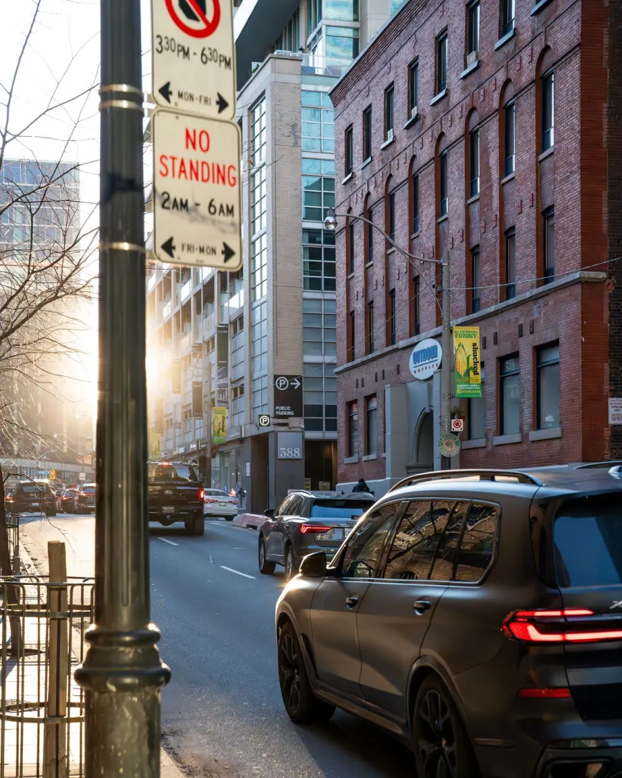 Traffic on a downtown street.
